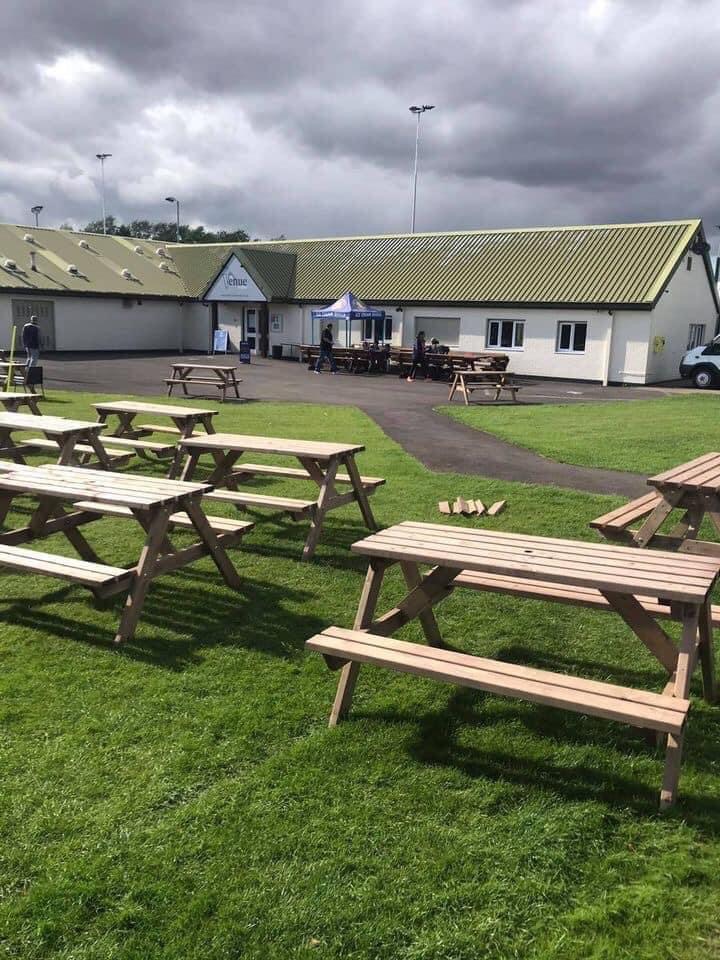 Tanalised pressure treated wooden picnic bench